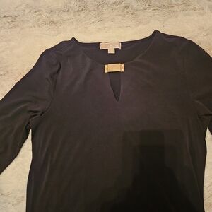 Michael Kors Elegant Black Women's Top with Gold Accent